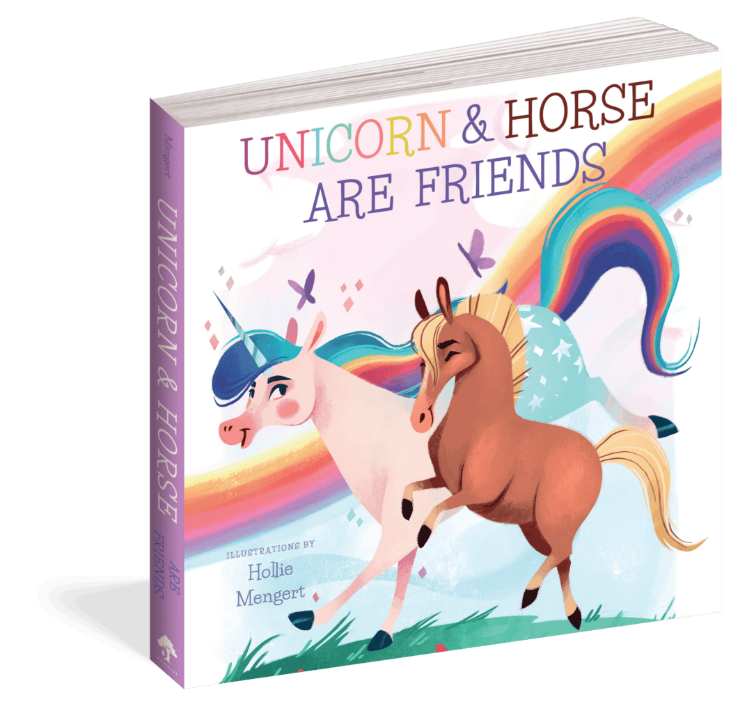 The cover of the board book Unicorn and Horse Are Friends
