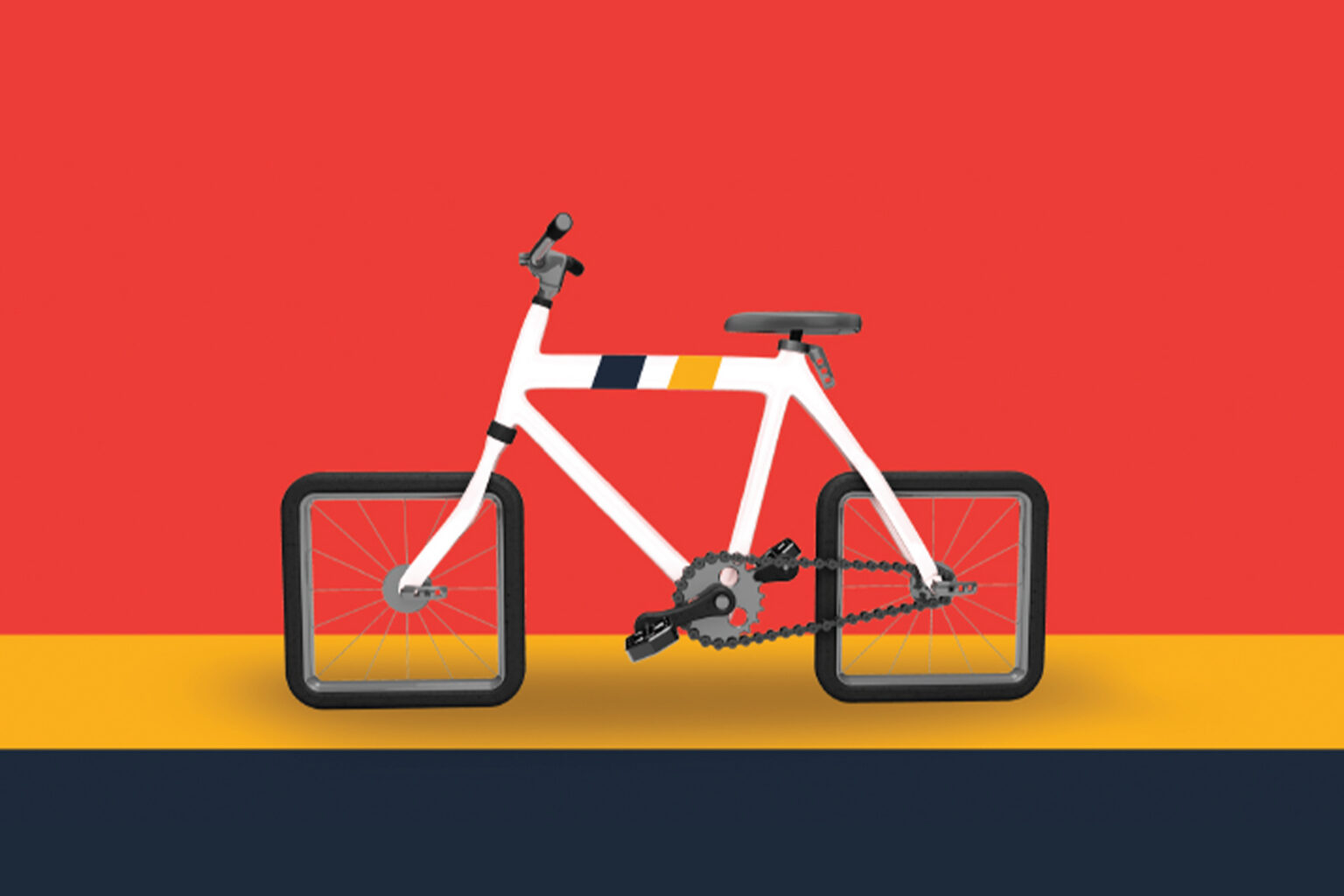 A bicyclewith square tires.