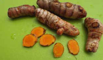 Sliced turmeric root