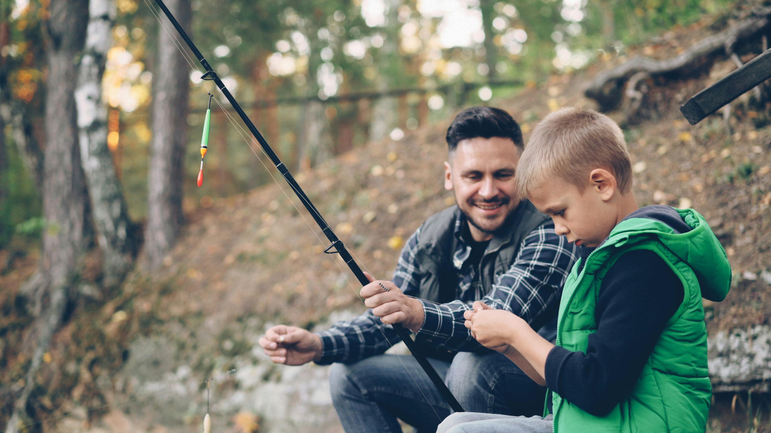 A father and son fishing