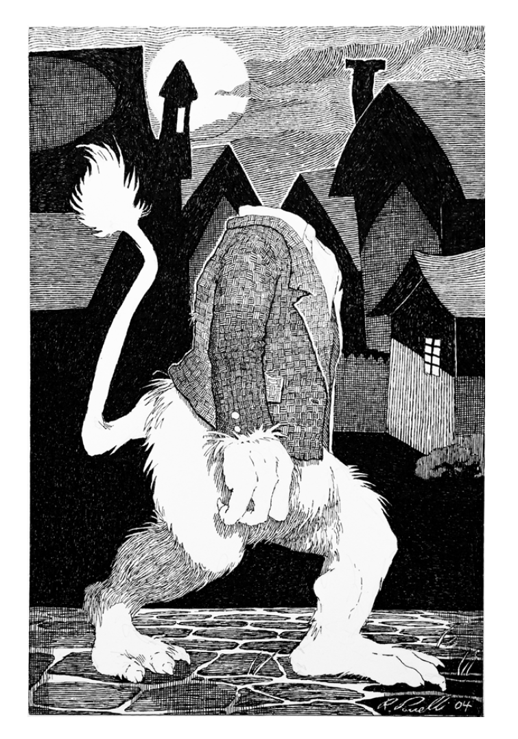 line drawing of monster